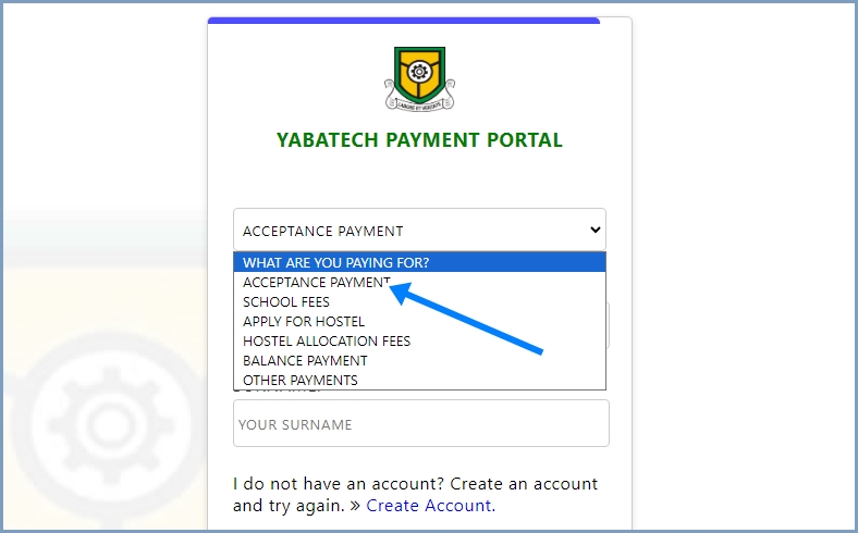 YABATECH Acceptance fee payment