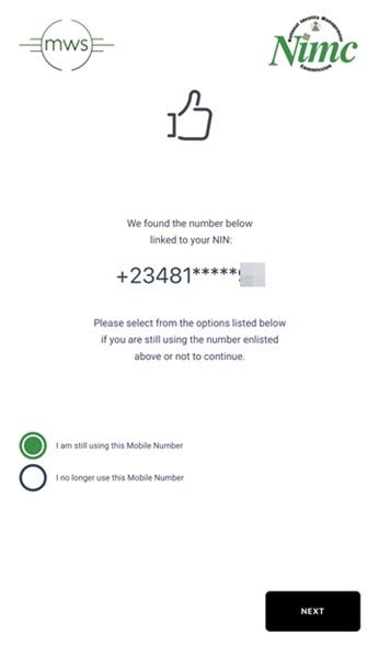NIMC mobile app phone number verification