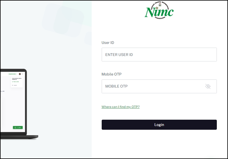 NIMC login portal