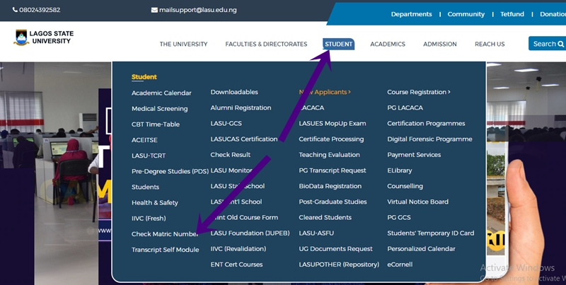 LASU matriculation number