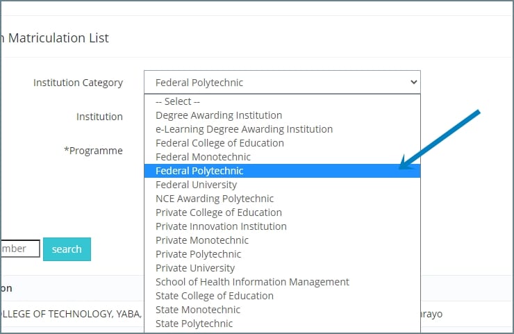 YABATECH ND admission list JAMB CAPS