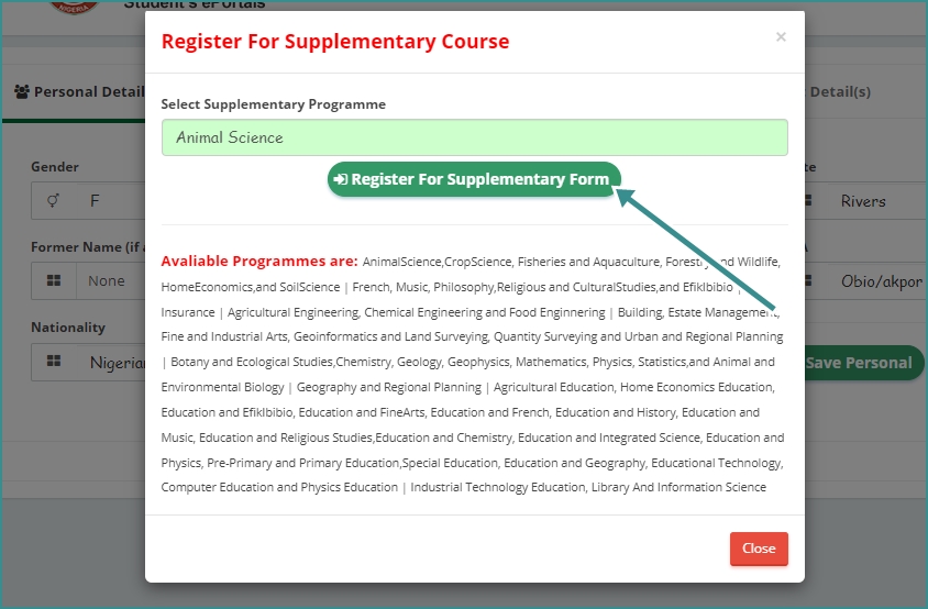 submit uniuyo supplementary form registration